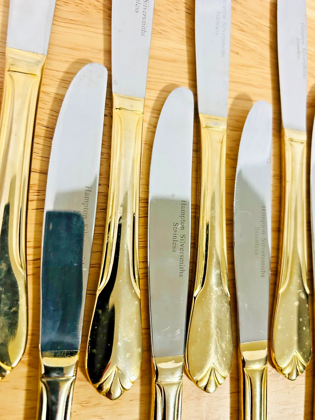 Hampton Silversmiths Gold Flatware Lot 46 Pcs Stainless Service Mixed w Case