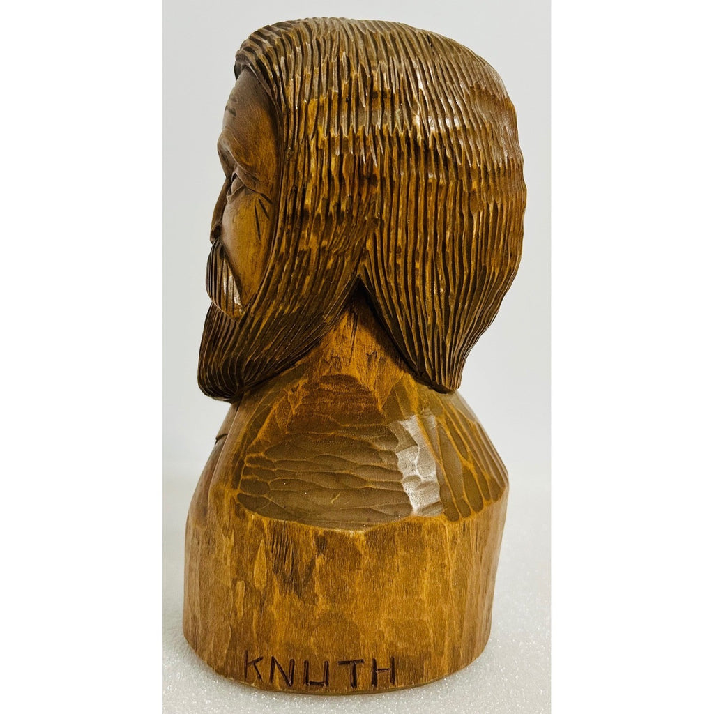 Vintage Wooden Carved Bust KNUTH Man Bearded Man Figurine Statue