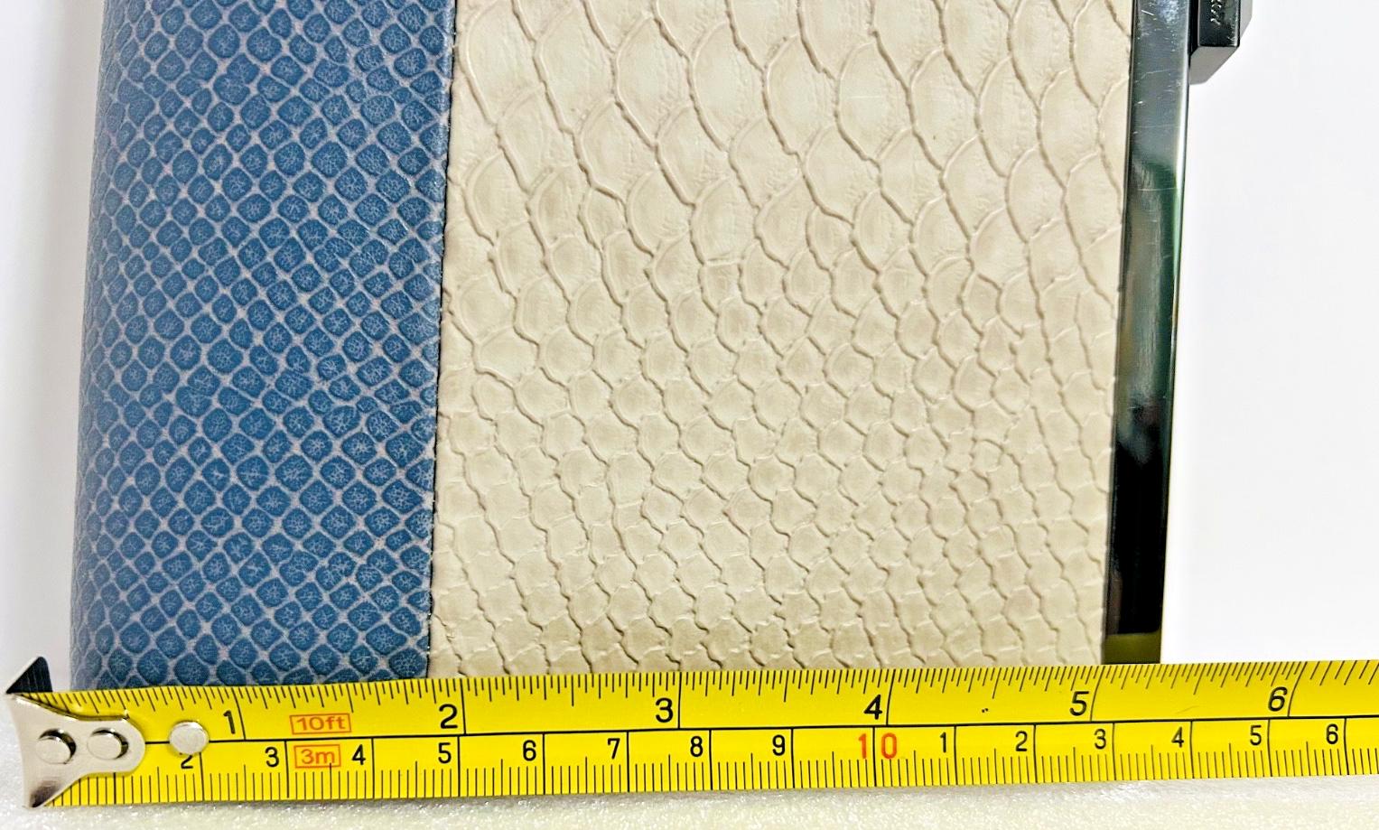 Rachel Roy Snakeskin Clutch Cream Blue Frame Evening Bag