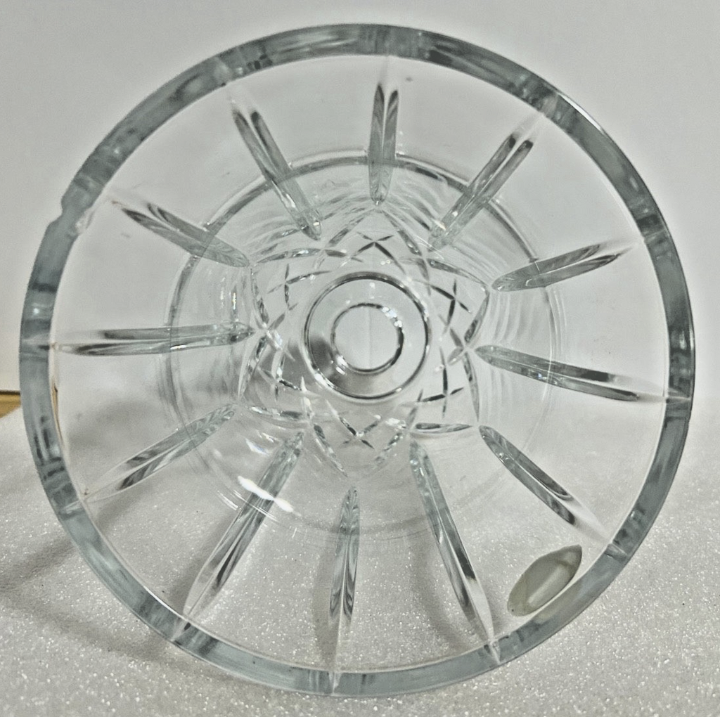 Vintage Cut Glass Hurricane Lamp Shade 8” Crystal Flared Globe