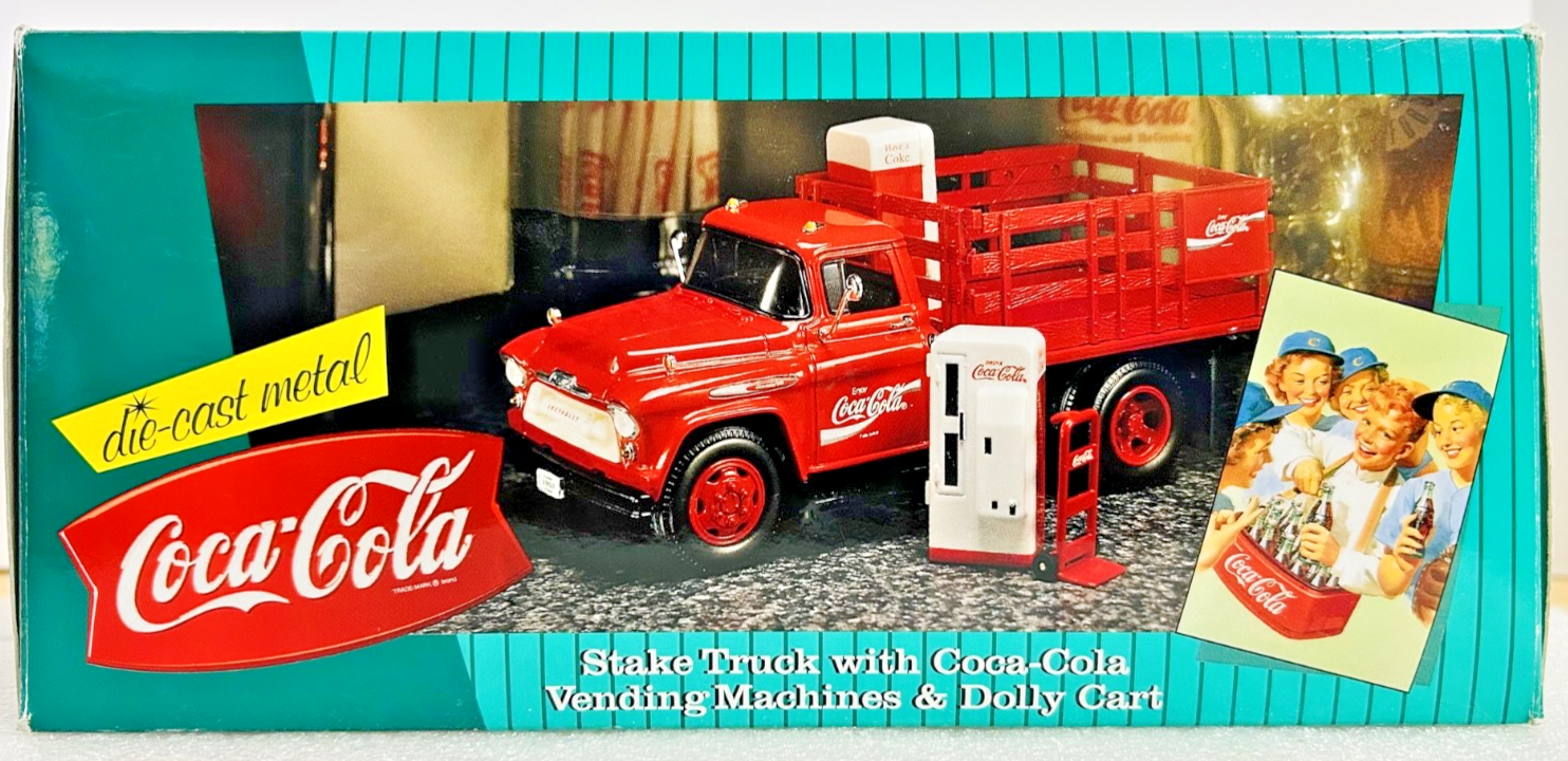 Ertl Coca-Cola Diecast Stake Truck w Vending Machines Dolly F296