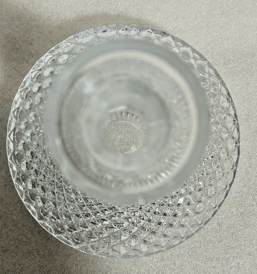 Vintage Cut Glass Crystal Decanter w Stopper 11” Tall Diamond Pattern