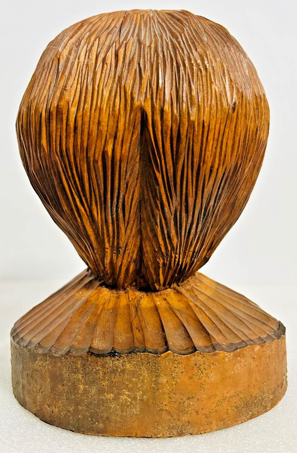 Vintage Hand Carved Wooden Bust Folk Art Head Sculpture Signed G. Knuth