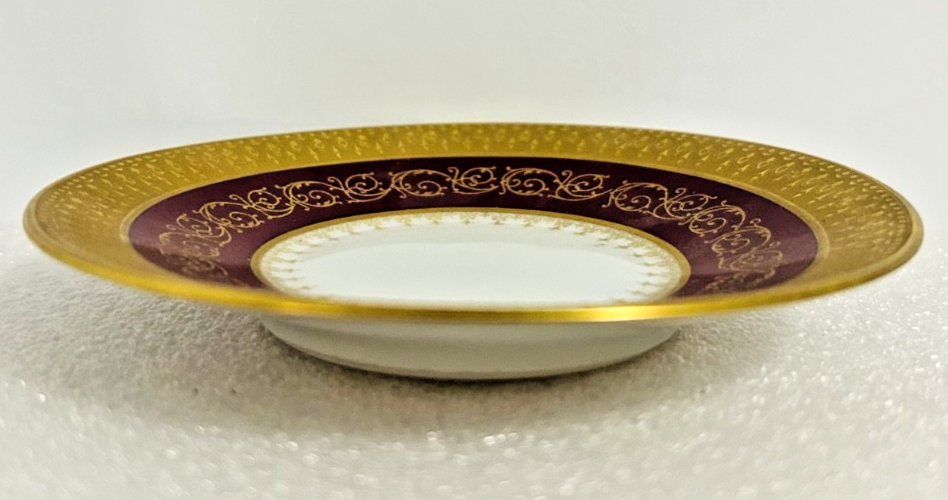 Limoges France Gold Encrusted Red 4” Butter Plate Double Dore