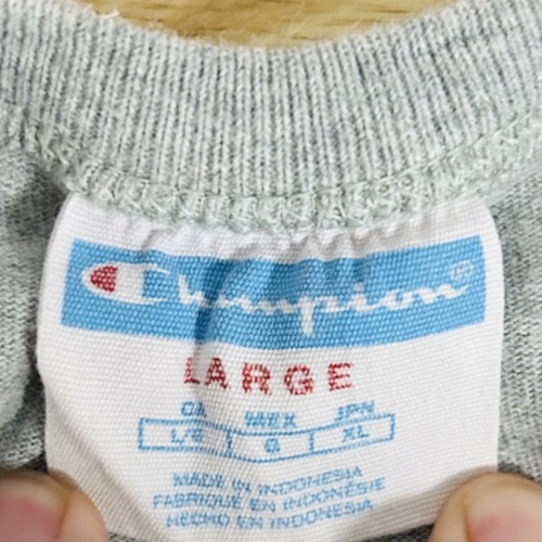 Champion All Over Logo Print T-Shirt Men’s Large Grey Streetwear Tee