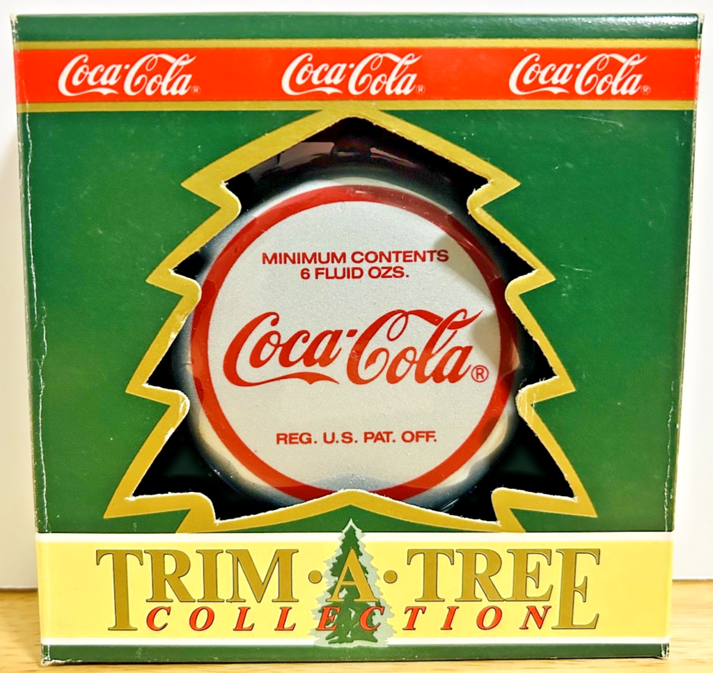 Coca-Cola Trim-A-Tree Collection Bottle Cap Santa Christmas Ornament w/ Box 1990