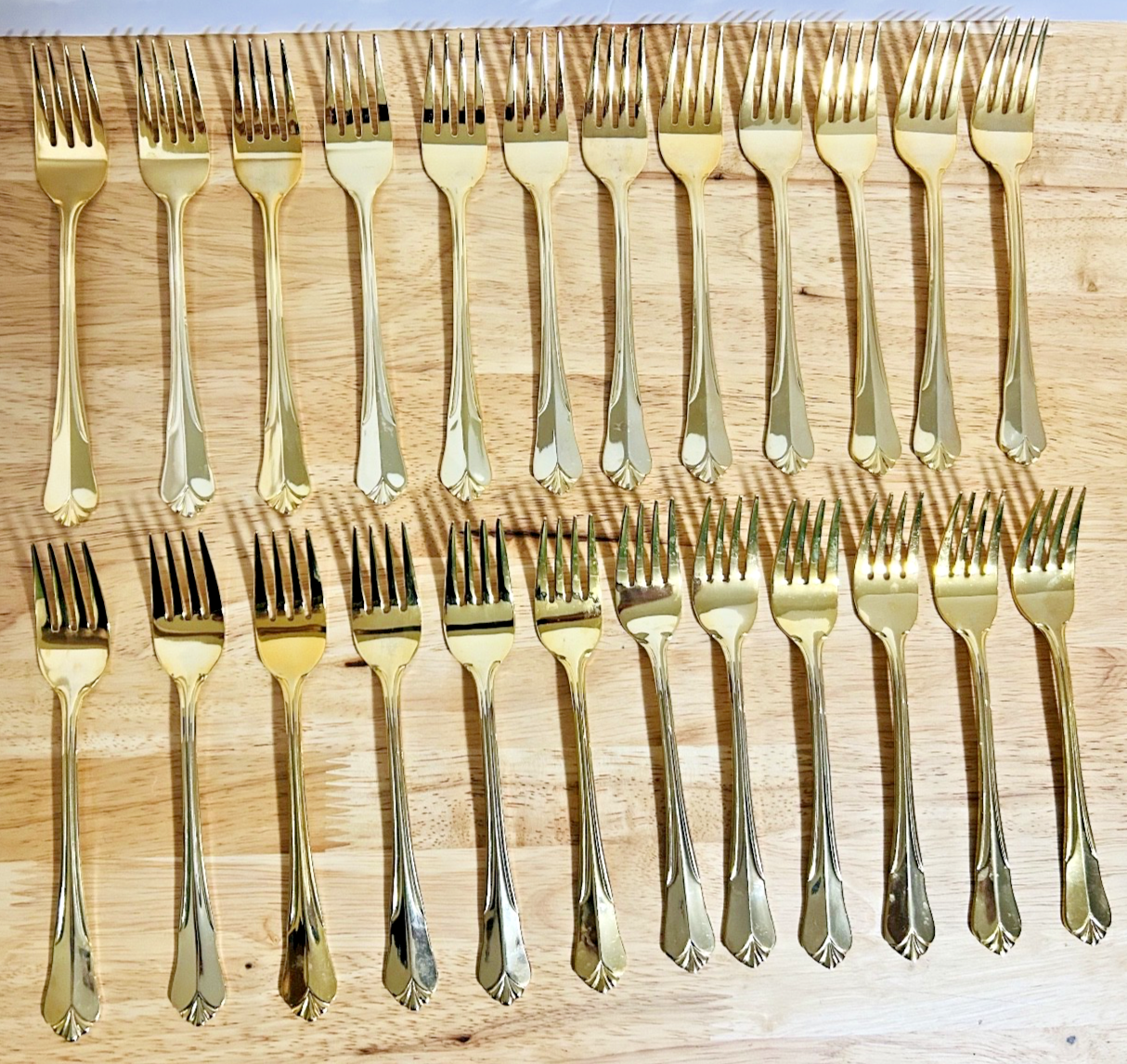 Hampton Silversmiths Gold Salad Forks Lot of 24 Stainless Replacement China 247