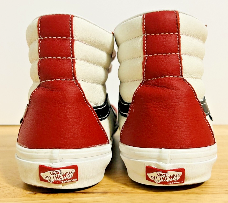 Vans Sk8-Hi Red White Leather Skate Shoes Men’s 11 PopCush