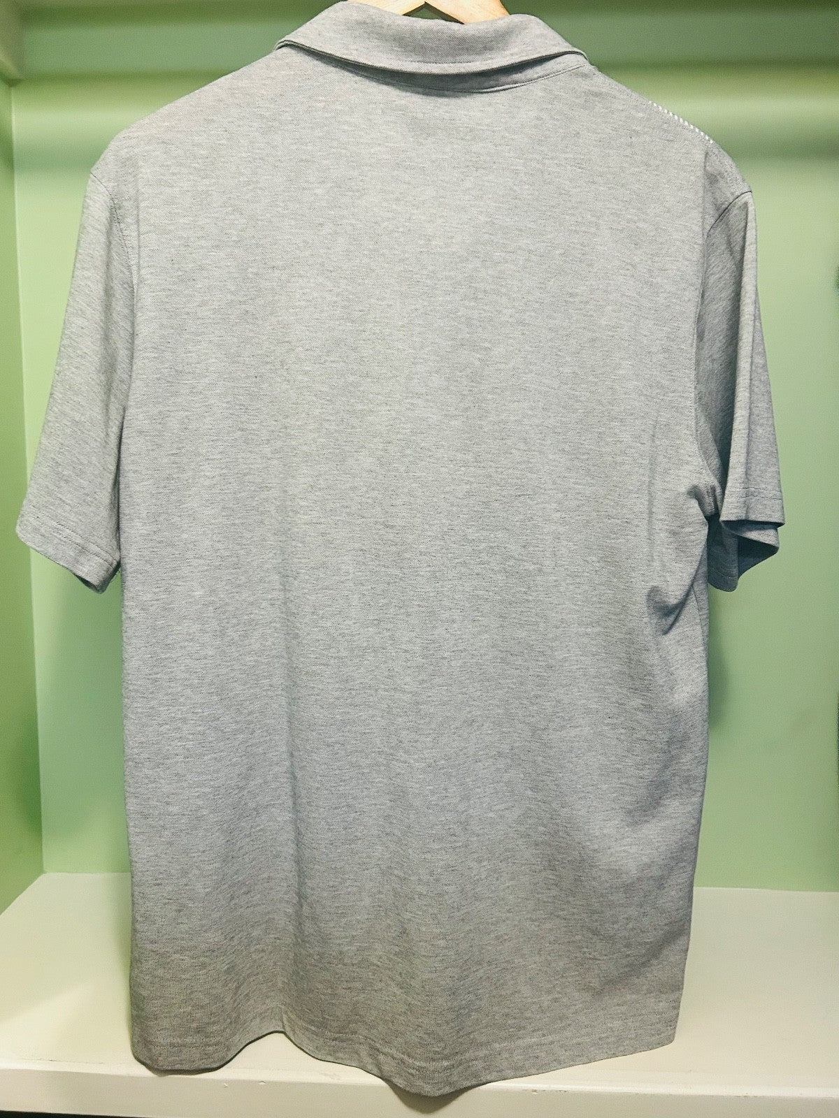 Pinkmarco Mens Gray Plaid Polo Shirt Short Sleeve Casual Size L