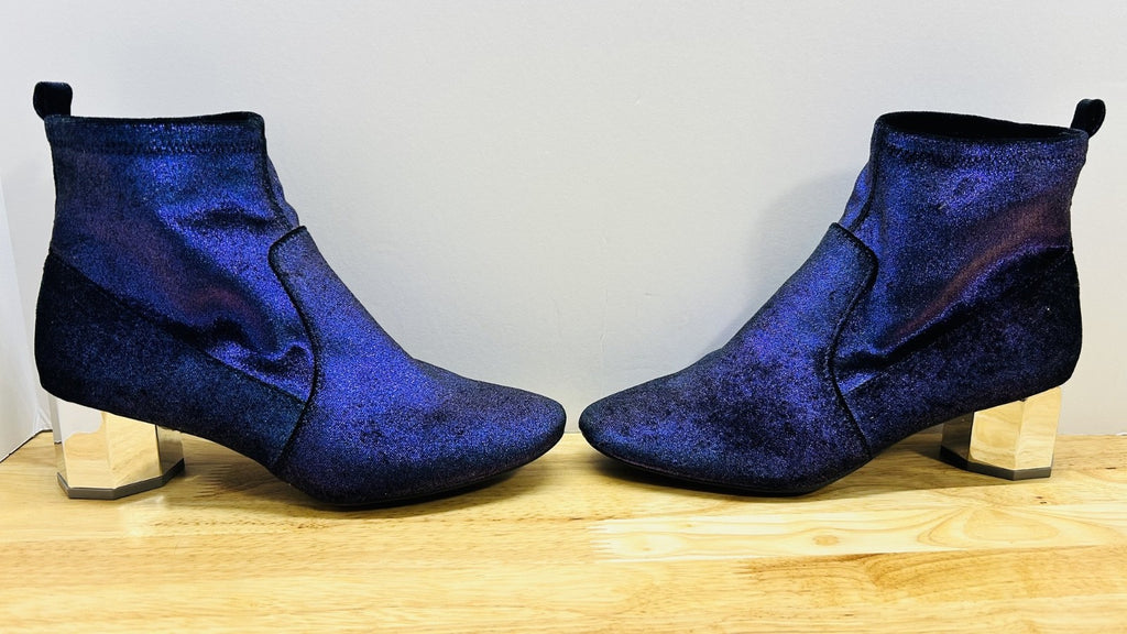 Katy Perry The Danna Ankle Boots Blue Velvet Metallic Heel Womens 7