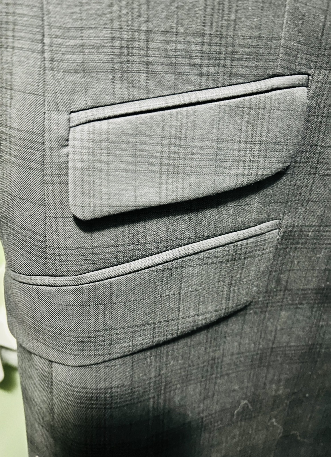 Kenneth Cole New York 46L Gray Plaid 100% Wool Sport Coat Blazer 2 Button