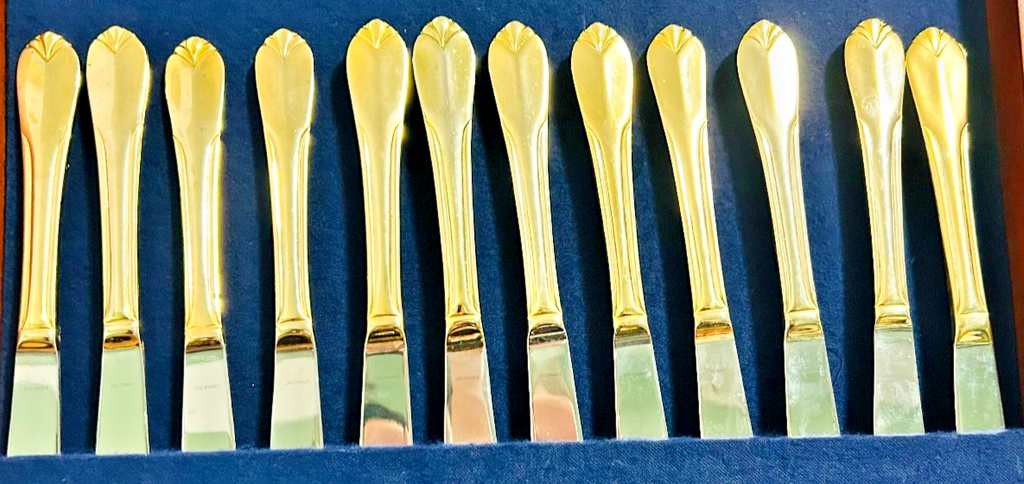 Hampton Silversmiths Gold Flatware Lot 46 Pcs Stainless Service Mixed w Case
