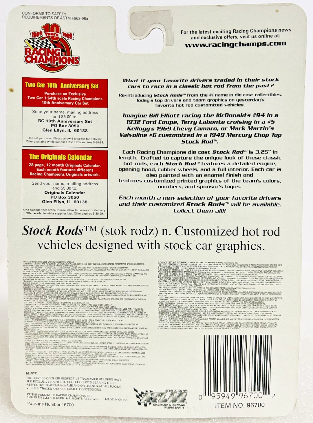Racing Champions Stock Rods Ricky Rudd #10 Tide ’56 Ford Victoria MIP