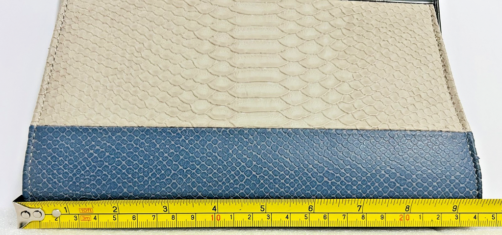 Rachel Roy Snakeskin Clutch Cream Blue Frame Evening Bag