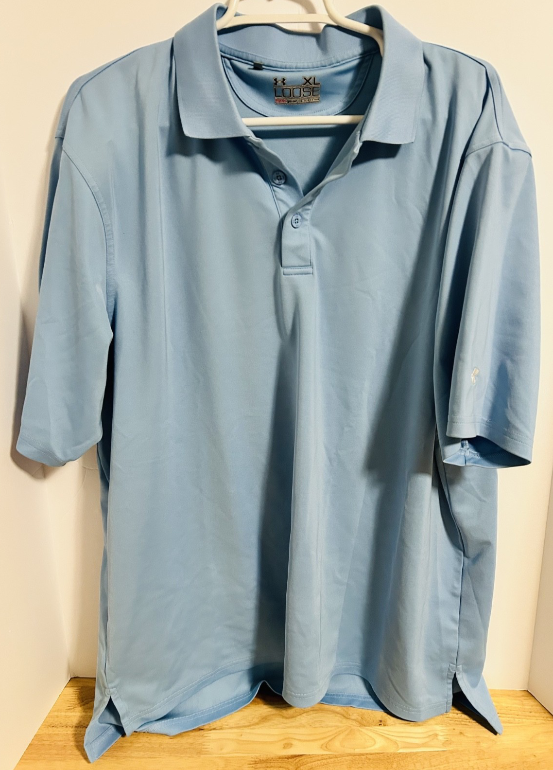 Under Armour HeatGear Polo Shirt Mens XL Loose Fit Blue Short Sleeve