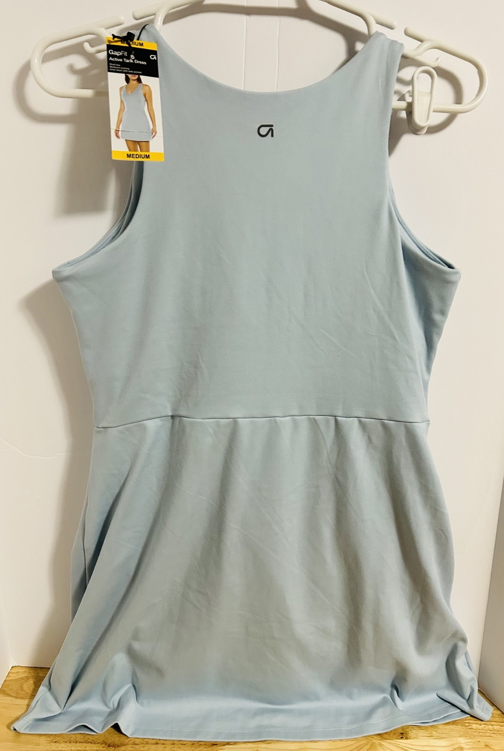 GapFit Active Tank Dress Medium Light Blue Shelf Bra NWT