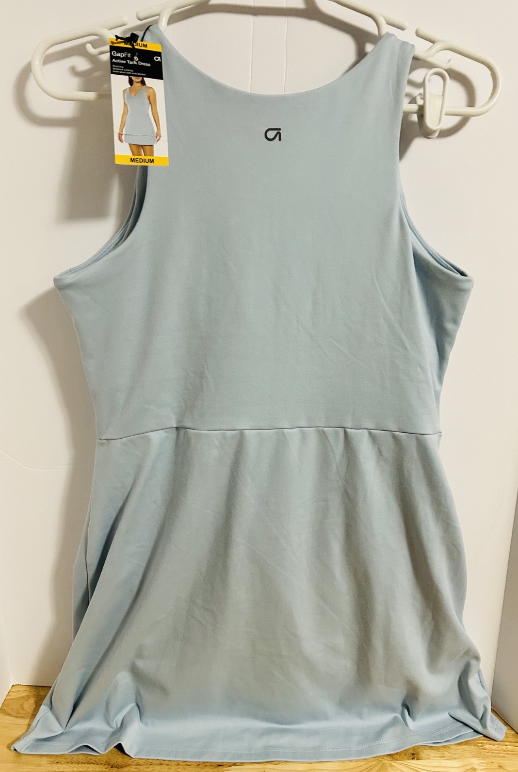 GapFit Active Tank Dress Medium Light Blue Shelf Bra NWT