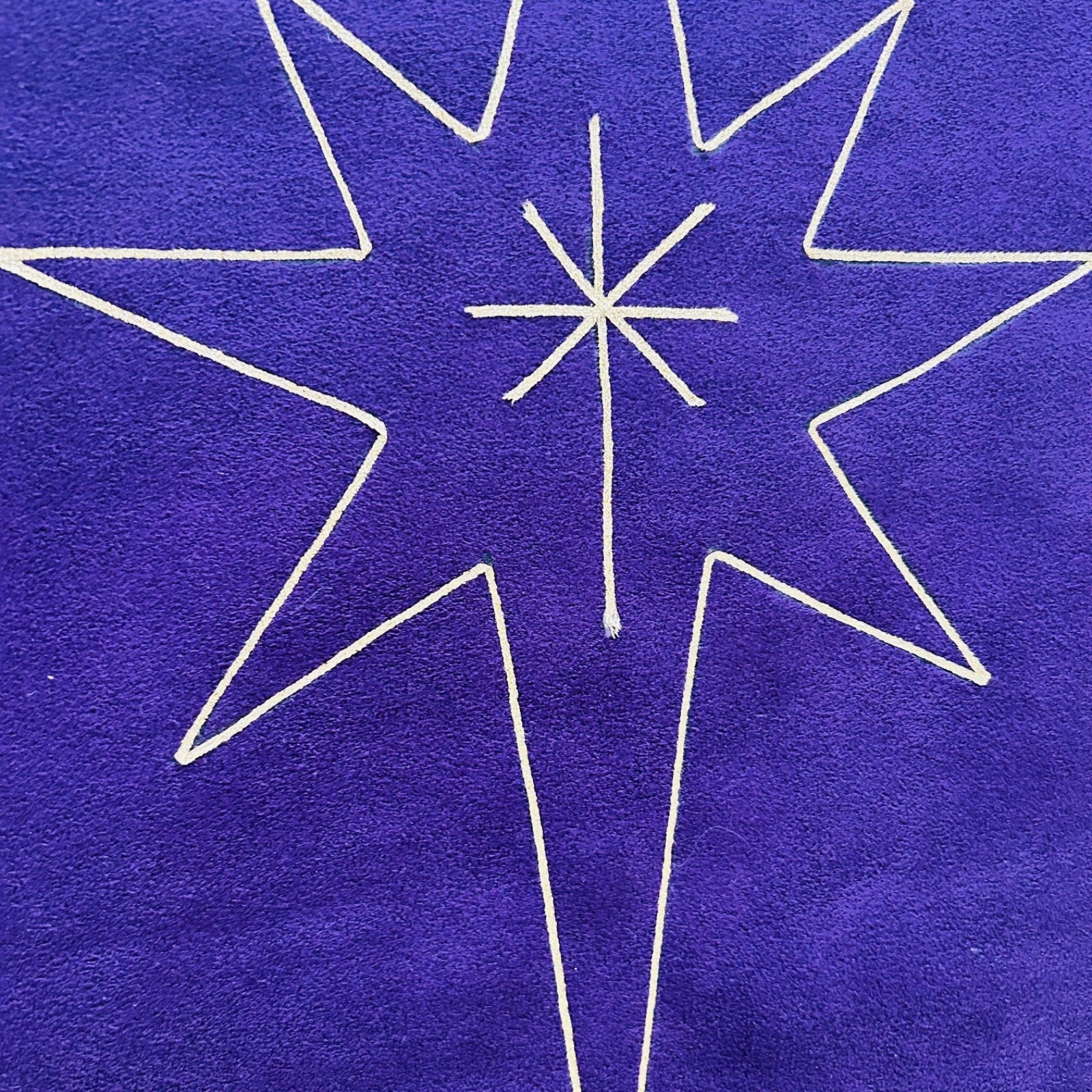 Vintage Felt Nativity Wall Hanging 32in Purple Manger Scene