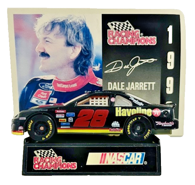 Dale Jarrett #28 Havoline NASCAR 1:64 Racing Champions Car w/ Card & Stand