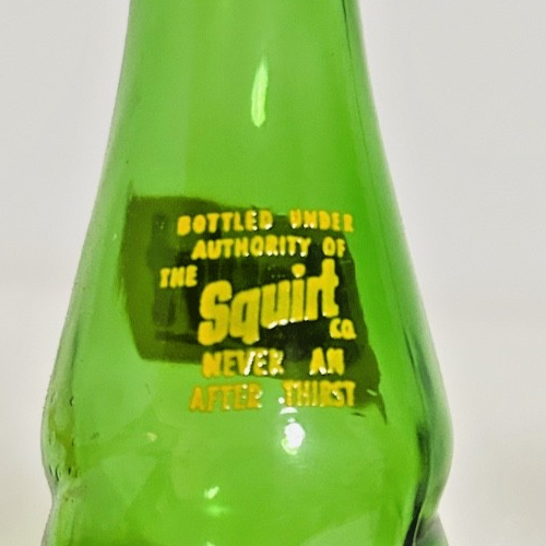 Vintage Squirt Soda Salt & Pepper Shakers w Box Green Glass Bottles