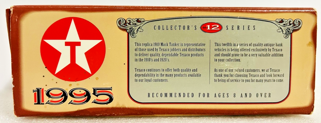 1995 Ertl Texaco 1910 Mack Tanker Coin Bank Diecast w/ Box & Paperwork