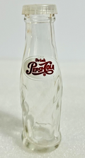 Vintage Pepsi Cola Mini Glass Shaker Advertising Novelty Bottle w/ Lid