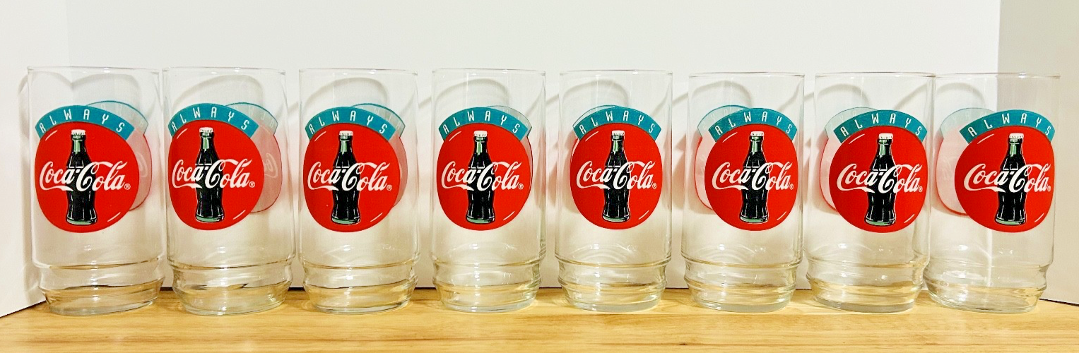 Vintage Coca-Cola Always Coke 8-Pc Glass Tumbler Set 16oz w/ Box – Indiana Glass