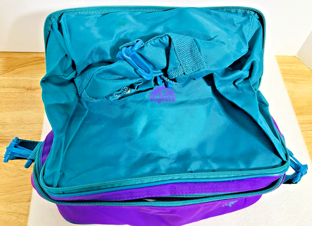 Vintage Igloo Purple Teal Insulated Lunch Cooler Bag Retro Soft Tote