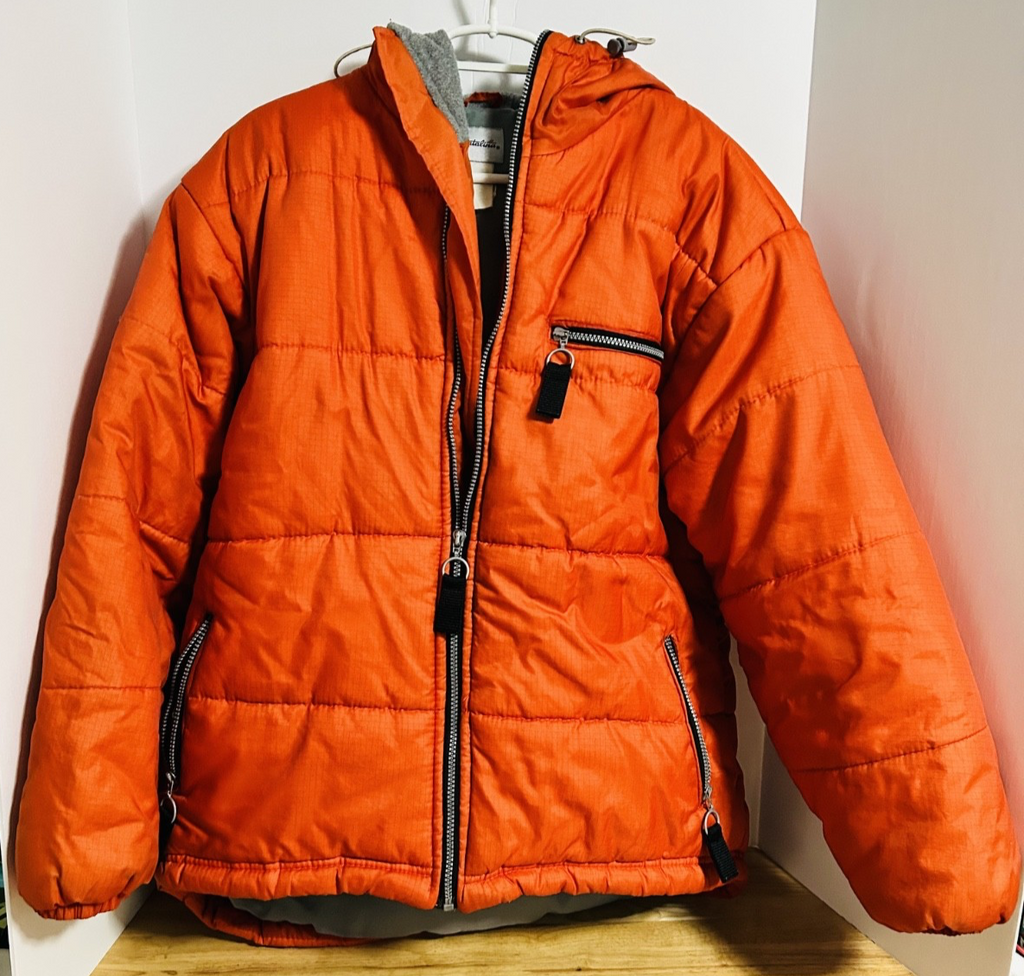 Catalina Orange Puffer Jacket Hooded Zip Mens Large 22x27