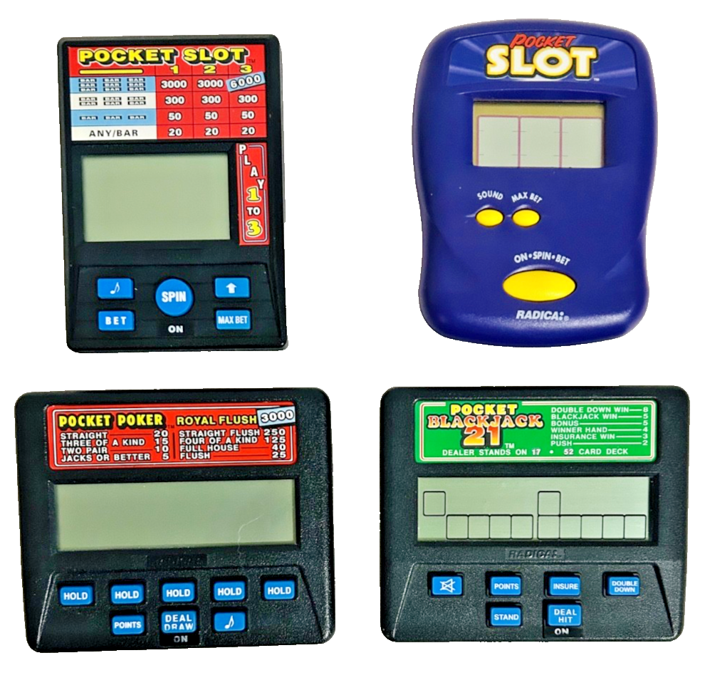 Lot of 4 Radica Handheld Casino Games Poker Blackjack Slot Tested