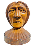 Vintage Hand Carved Wooden Bust Folk Art Head Sculpture Signed G. Knuth