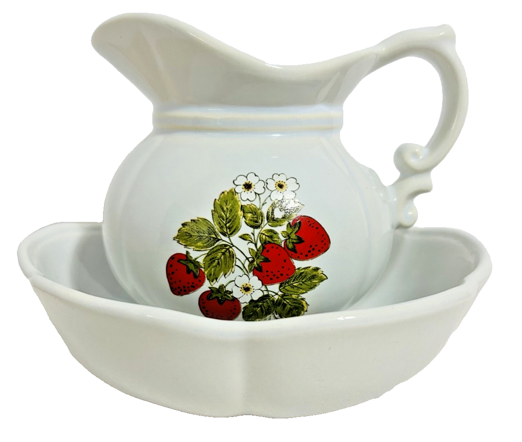 McCoy Strawberry Creamer & Open Sugar Bowl Set Vintage USA Pottery
