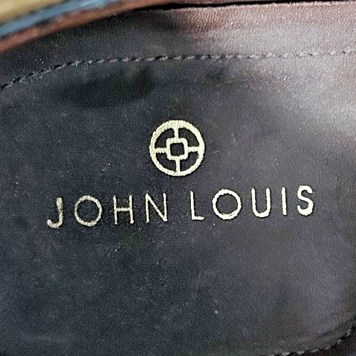 John Louis Men's Black Leather Wingtip Slip-On Dress Shoes Size 10 US