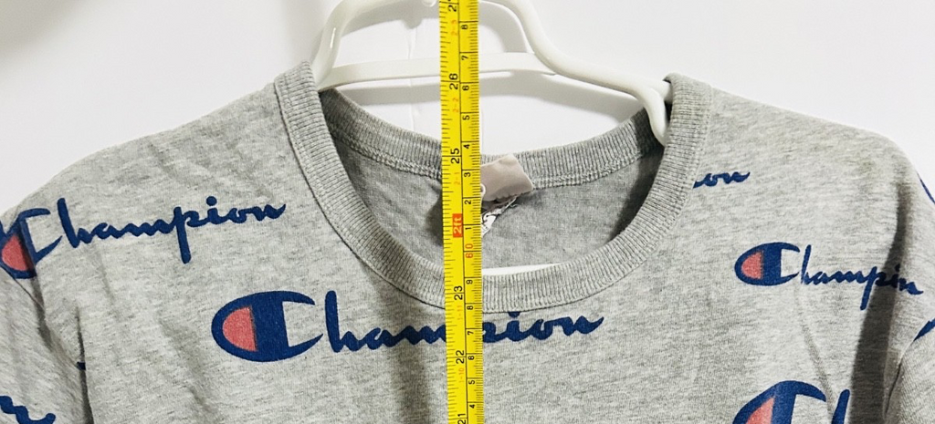 Champion All Over Logo Print T-Shirt Men’s Large Grey Streetwear Tee