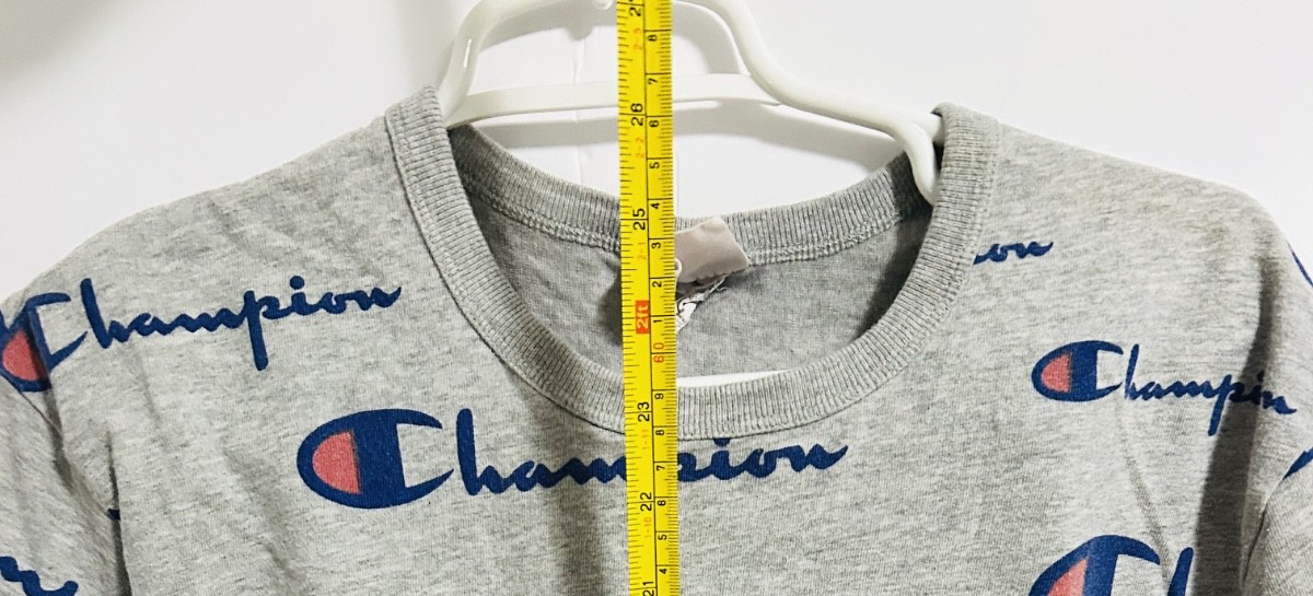Champion All Over Logo Print T-Shirt Men’s Large Grey Streetwear Tee