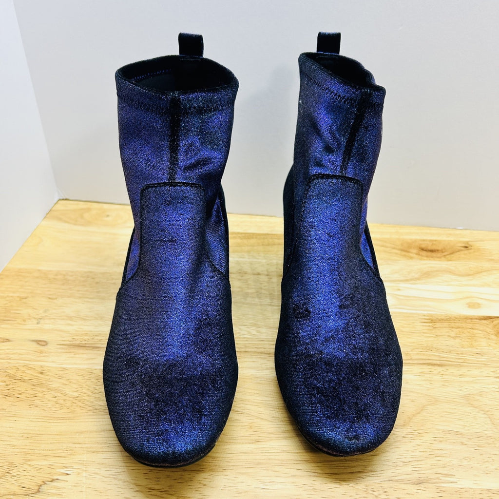 Katy Perry The Danna Ankle Boots Blue Velvet Metallic Heel Womens 7