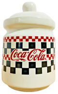 Vintage Coca-Cola Checkerboard Stoneware Canister Set of 4 w/ Lids & Box