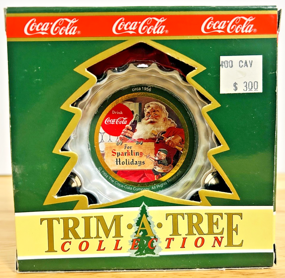 Coca-Cola Trim A Tree Santa Bottle Cap Ornament 1990 Boxed Coke