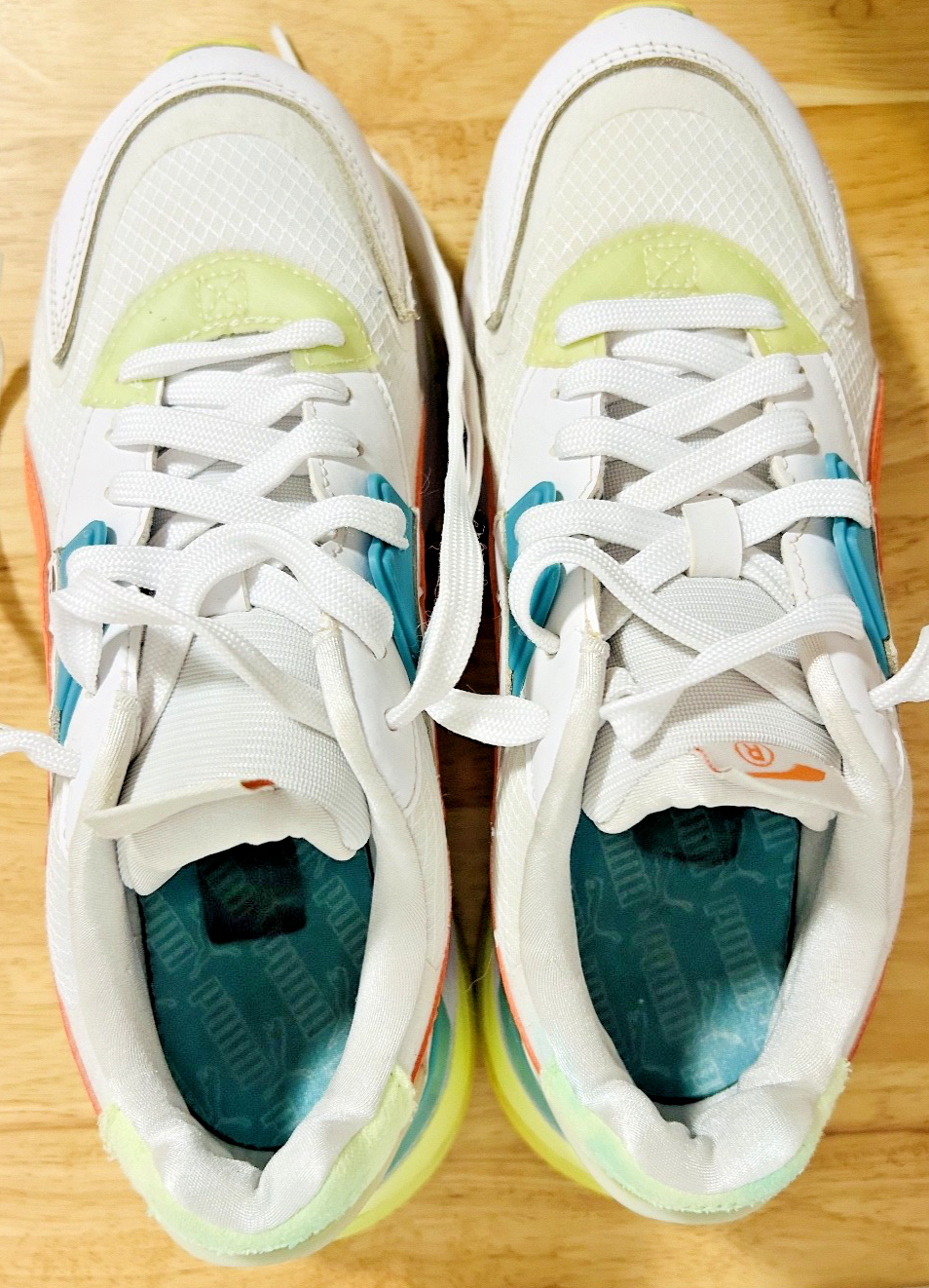 PUMA Mirage Sport Remix Sneakers Women's 7 White Orange Teal 384074-02