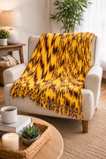 Handmade Crochet Tiger Stripe Throw Blanket 5x4 Ft Retro