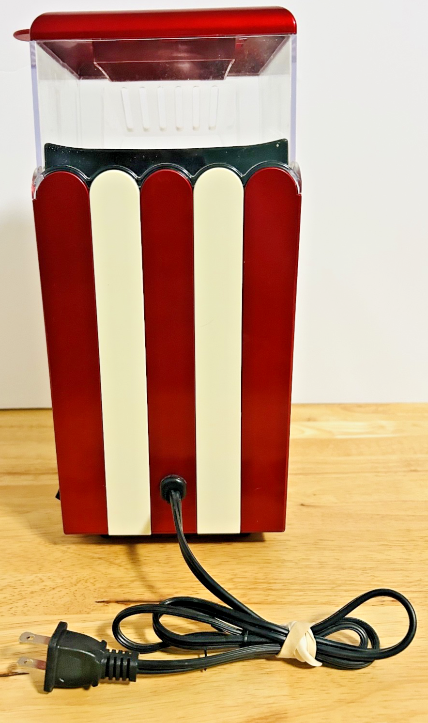 EGOHNE Red & White Air Popcorn Maker Retro Style Hot Corn Popper Tested