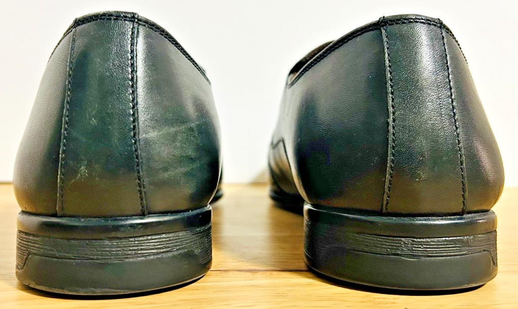 John Louis Men's Black Leather Wingtip Slip-On Dress Shoes Size 10 US