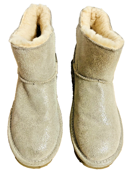 Bearpaw Natalia Women’s 6 Gray Suede Sheepskin Tassel Boots