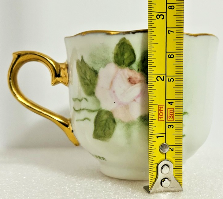 L Chevalier Limoges Demitasse Cup & Snack Plate Roses Gold 8”