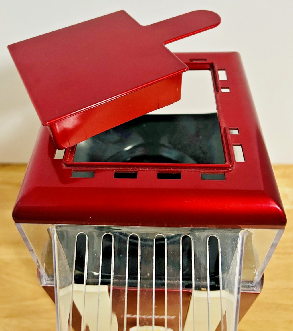 EGOHNE Red & White Air Popcorn Maker Retro Style Hot Corn Popper Tested