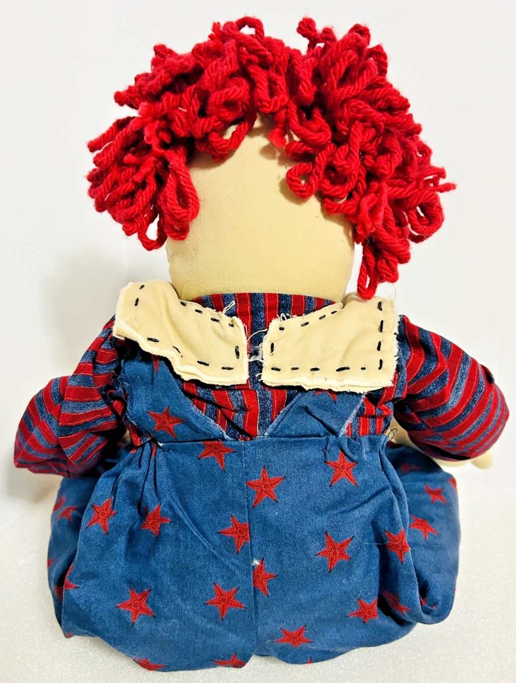 Vintage Handmade Raggedy Ann Style Cloth Doll Red Yarn Hair 20"
