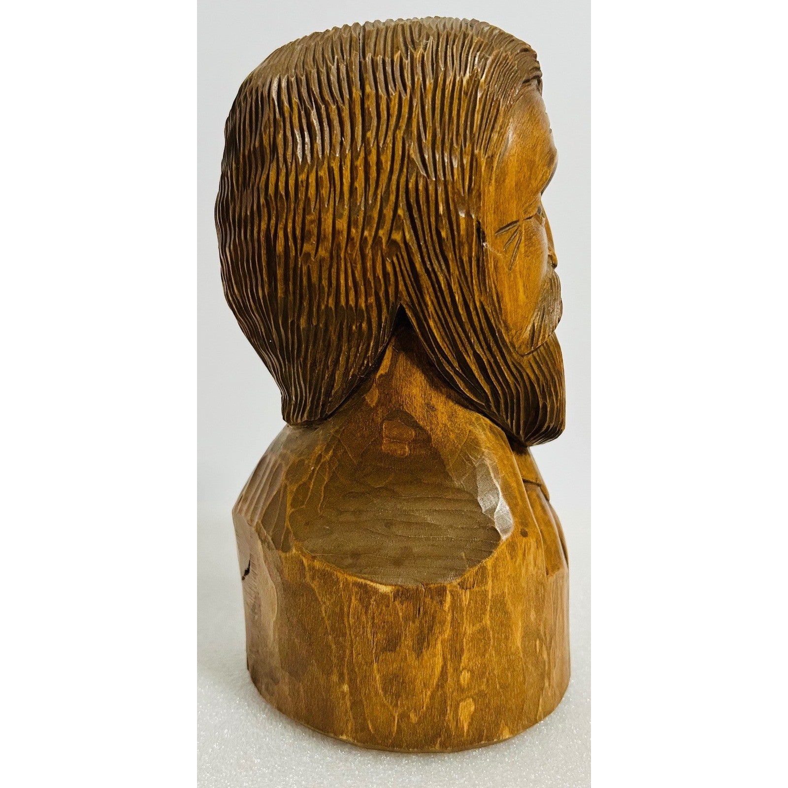 Vintage Wooden Carved Bust KNUTH Man Bearded Man Figurine Statue