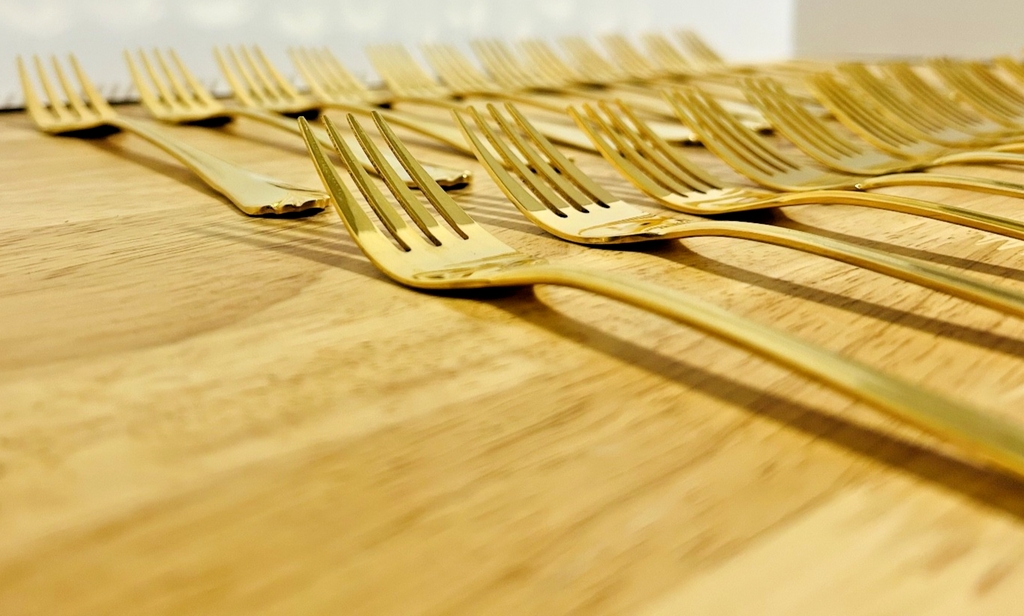 Hampton Silversmiths Gold Salad Forks Lot of 24 Stainless Replacement China 247