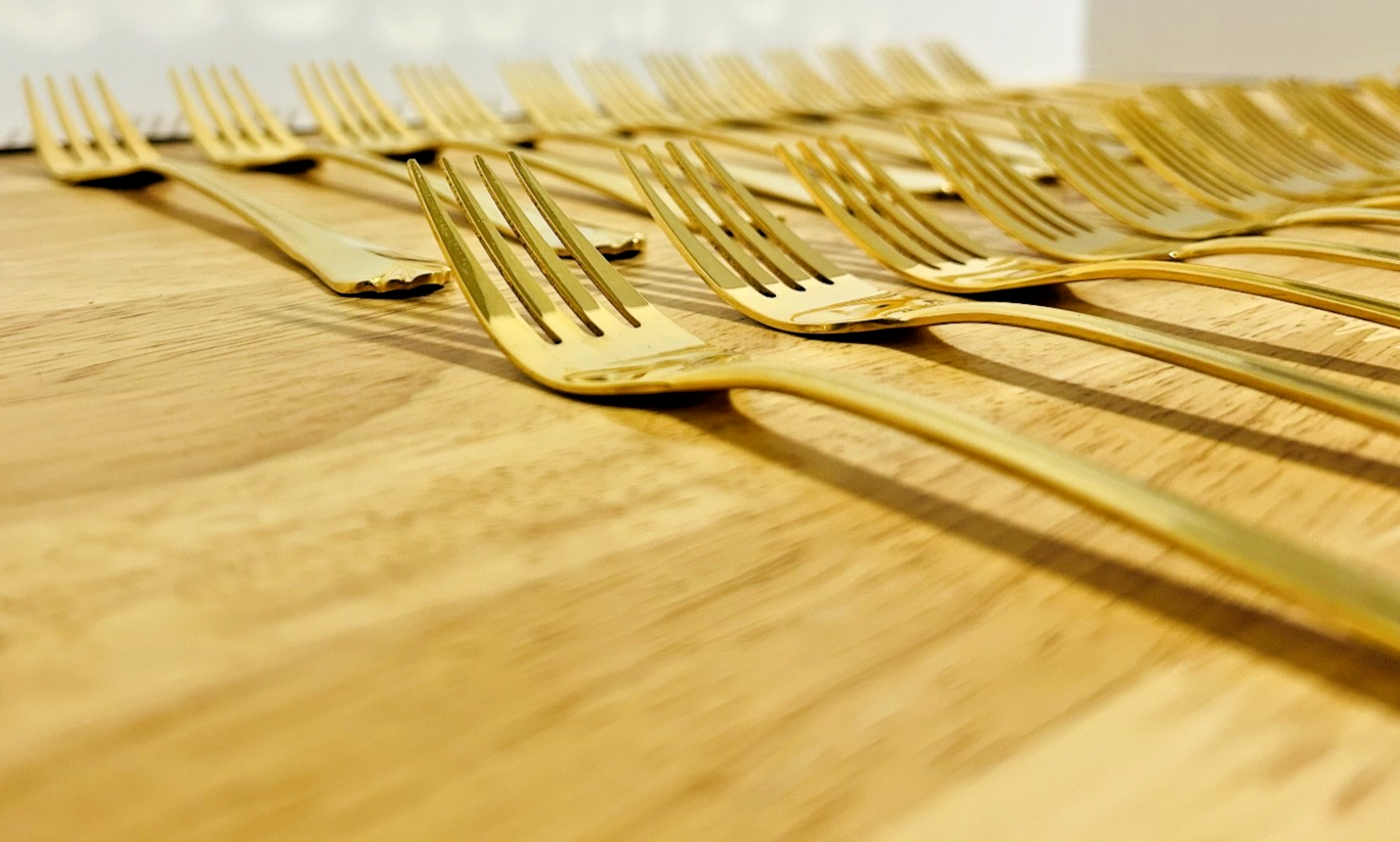 Hampton Silversmiths Gold Salad Forks Lot of 24 Stainless Replacement China 247