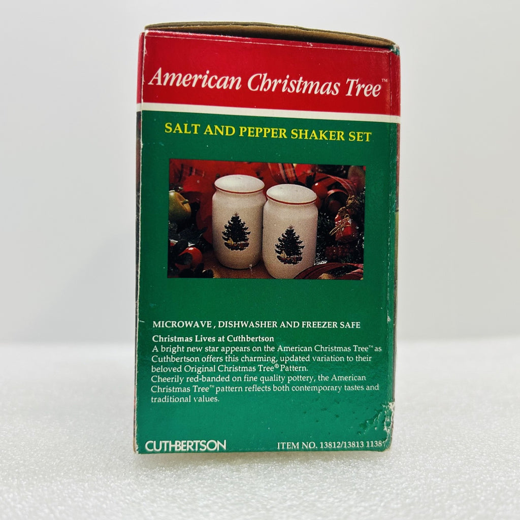 Cuthbertson American Christmas Tree Salt Pepper Shakers Set w Box